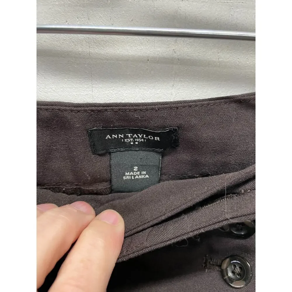 Ann Taylor Women's Skirt Size 2 Brown Buttons Up The Front